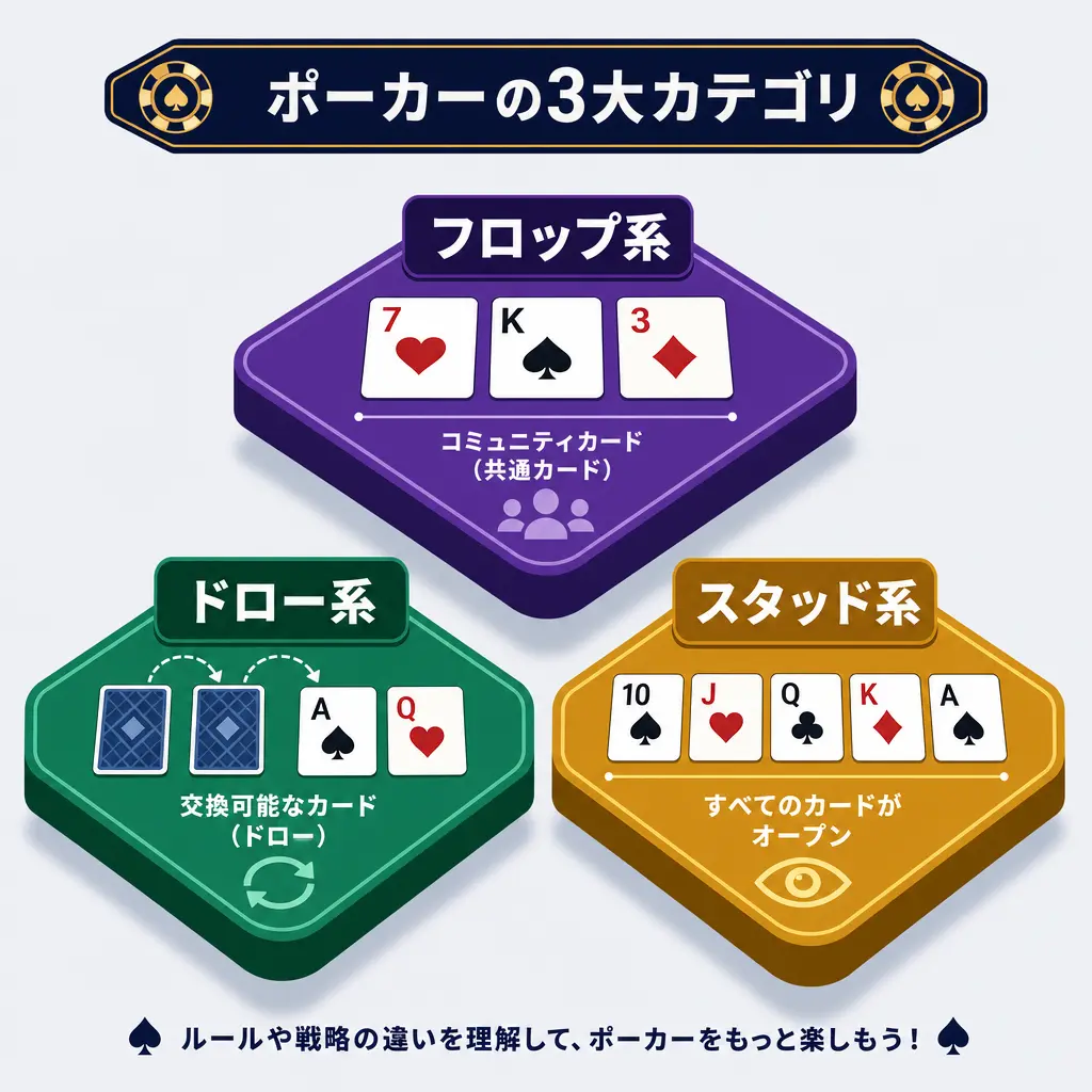 ポーカーの3大分類システム - ポーカー 種類 一覧と特徴
